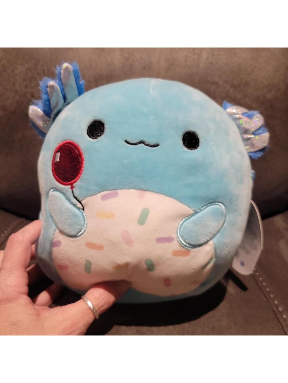 Squishmallows Clutch The Axolotl 8" Plush, Blue Axolotl Holding Balloons, RARE